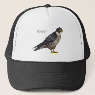 Peregrine falcon bird cartoon illustration trucker hat
