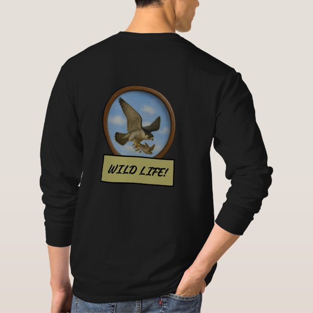 Peregrine Falcon Black Long Sleeve T-Shirt (Back)