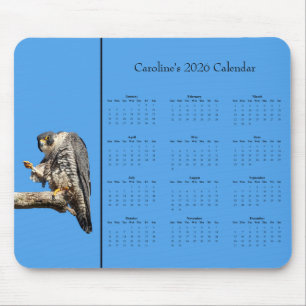 Peregrine Falcon customizable 2026 calendar Mouse Mat