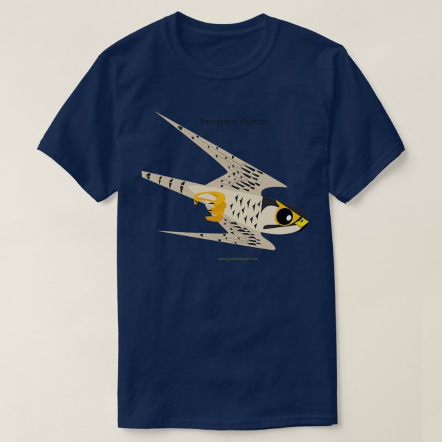 Peregrine Falcon diving caricature T-Shirt (Design Front)
