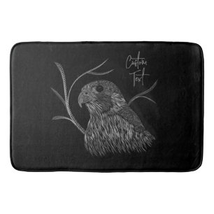 Peregrine Falcon in Tree Branches with Handwriting Bath Mat