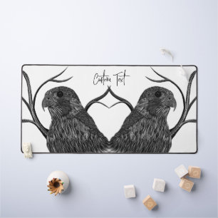 Peregrine Falcon in Tree Branches with Handwriting Desk Mat
