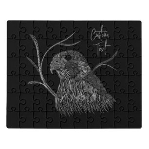 Peregrine Falcon in Tree Branches with Handwriting Jigsaw Puzzle