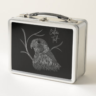Peregrine Falcon in Tree Branches with Handwriting Metal Lunch Box