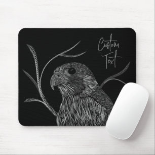 Peregrine Falcon in Tree Branches with Handwriting Mouse Mat