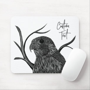 Peregrine Falcon in Tree Branches with Handwriting Mouse Mat