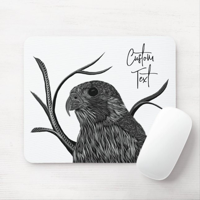 Peregrine Falcon in Tree Branches with Handwriting Mouse Mat (With Mouse)