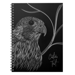 Peregrine Falcon in Tree Branches with Handwriting Notebook