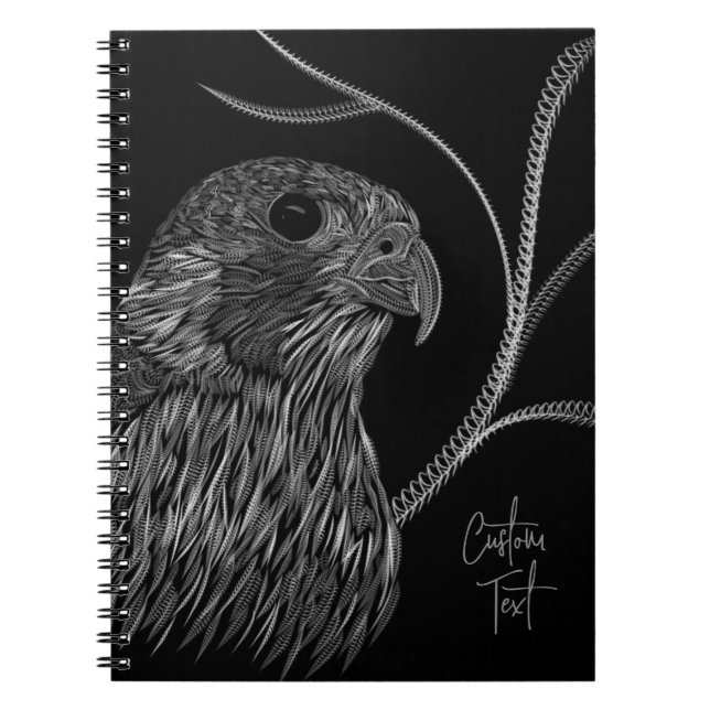 Peregrine Falcon in Tree Branches with Handwriting Notebook (Front)