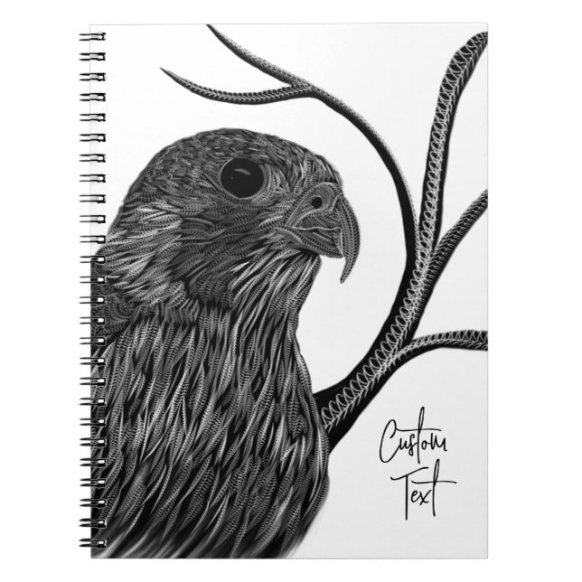 Peregrine Falcon in Tree Branches with Handwriting Notebook (Front)
