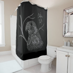 Peregrine Falcon in Tree Branches with Handwriting Shower Curtain