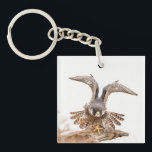 Peregrine Falcon Key Ring<br><div class="desc">A female peregrine falcon stretching out her wings on a cliff at the Palisades Interstate Park in Alpine,  NJ. This photo was taken by Debbie Quick of Debs Creative Images. To see my photography by Debbie,  check out her website at: www.debscreativeimages.com</div>
