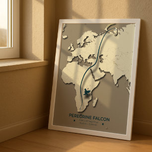Peregrine Falcon Migration Map – Minimalist Poster
