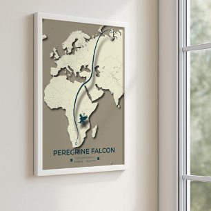 Peregrine Falcon Migration Map – Minimalist Poster