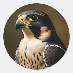 Peregrine Falcon Portrait Classic Round Sticker