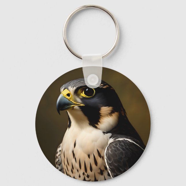 Peregrine Falcon Portrait Key Ring (Front)
