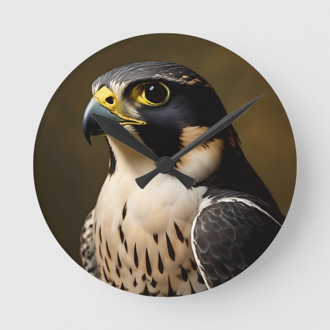 Peregrine Falcon Portrait Round Clock (Front)