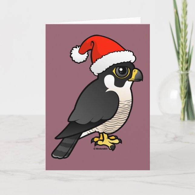 Peregrine Falcon Santa Holiday Card (Front)