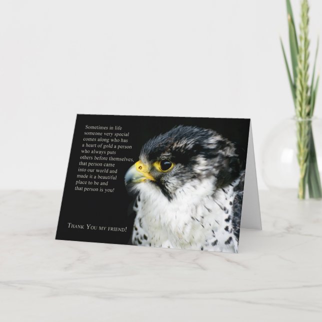 Peregrine Falcon Thank You Friend Greeting Card (Front)