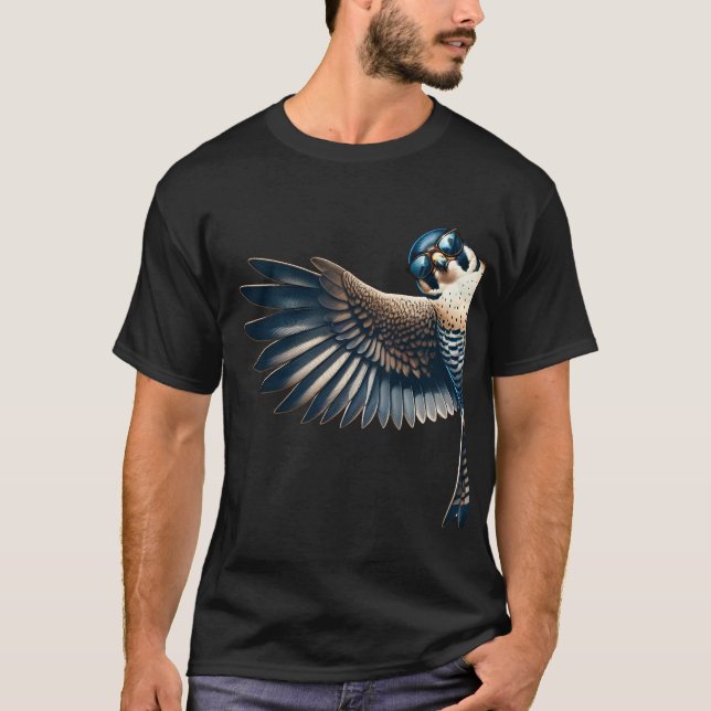 Peregrine Falcon With Sunglasses Funny Say Hi T-Shirt (Front)