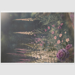 Perennials Garden scene, Dark green & colourful   Tissue Paper