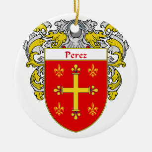 Perez Coat of Arms/Family Crest Ceramic Tree Decoration