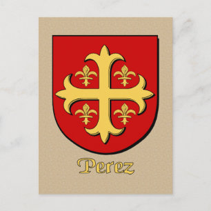 Perez Family Heraldic Shield Postcard