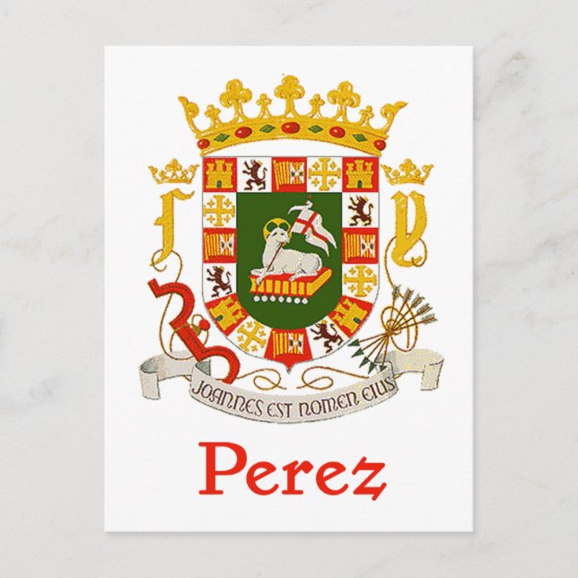 Perez Shield of Puerto Rico Postcard (Front)