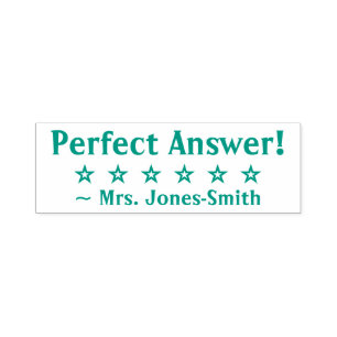 "Perfect Answer!" Teacher Rubber Stamp