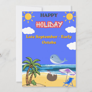 🏖️ Perfect Autumn Beach Getaway | Late September  Holiday Card