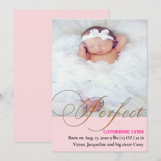 Perfect Baby Girl Birth Announcement