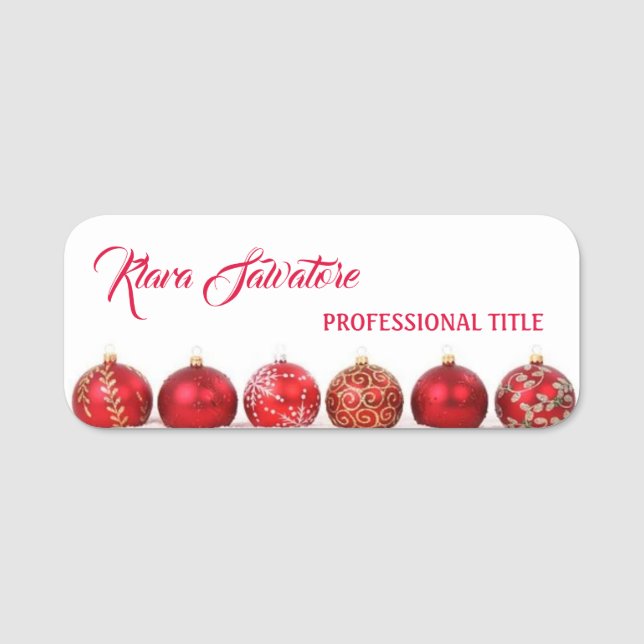 Perfect Beautiful Christmas Red Ornament  Name Tag (Front)