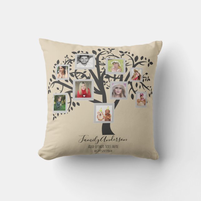 Perfect BIRTHDAY Gift - FAMILY TREE PHOTO COLLAGE Cushion (Front)
