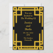 Perfect black and gold Wedding Invitation,