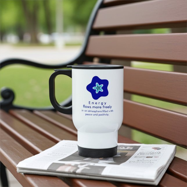 Perfect Blend of Style and Positivity, Blue Flower Travel Mug (Creator Uploaded)