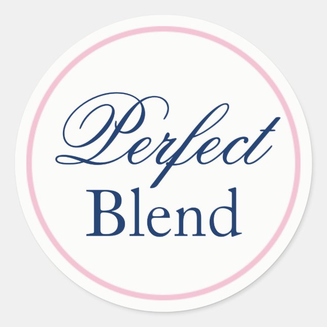 "Perfect Blend" Wedding Sticker - Blush Pink/Navy (Front)