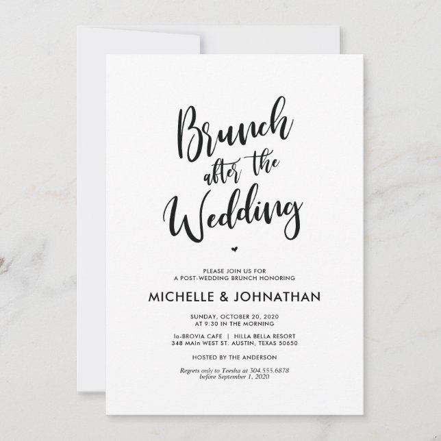 Perfect Calligraphy Post Wedding Brunch Invites (Front)