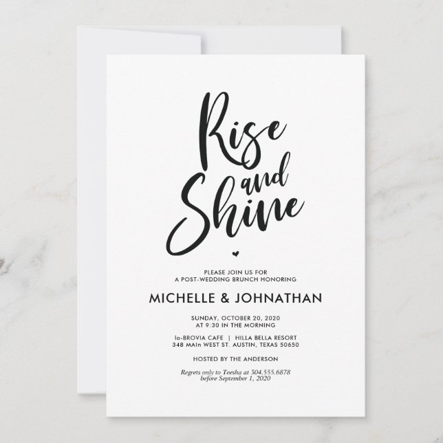 Perfect Calligraphy Post Wedding Brunch Invites (Front)