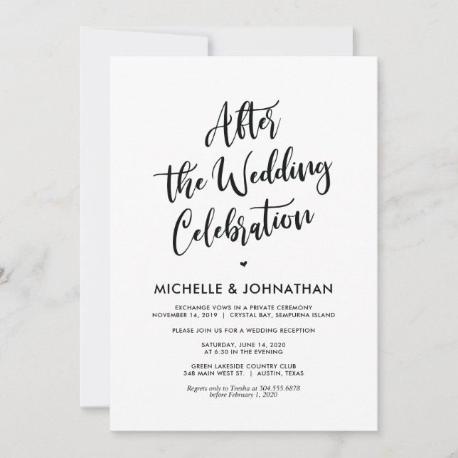 Perfect Calligraphy Wedding Elopement Invites (Front)