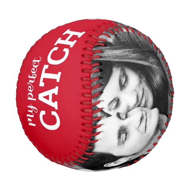 Perfect Catch Wedding Engagement Save the Date Baseball (Angled)