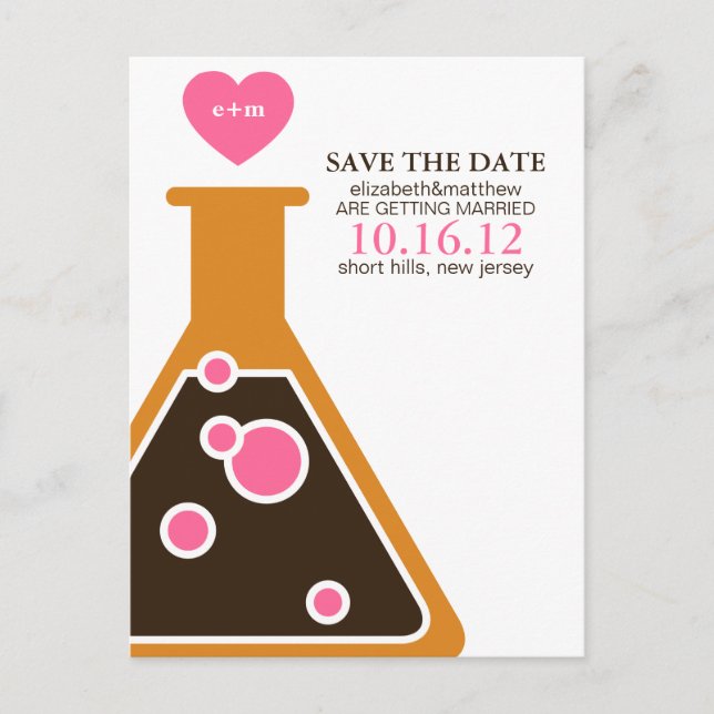 Perfect Chemistry Wedding Save the Date Announcement Postcard (Front)