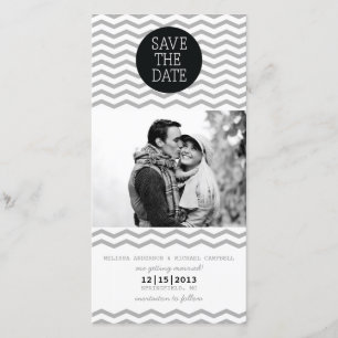 Perfect Chevron Coral & Grey Save The Date Photo