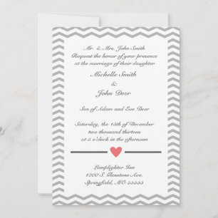 Perfect Chevron Wedding Invitation in Coral & Grey