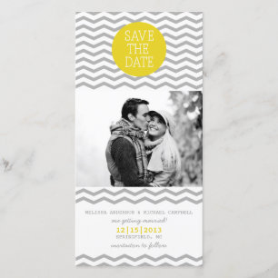 Perfect Chevron Yellow & Grey Save The Date Photo