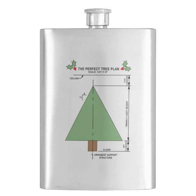 Perfect Christmas Tree Hip Flask (Front)