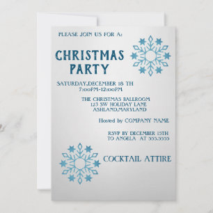 Perfect, Cool, Blue Flakes Christmas Invitation