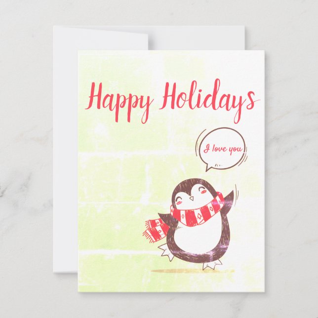 Perfect, Cool Christmas Penguin Holiday Card (Front)