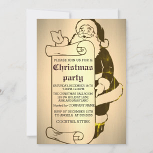 Perfect, Cool, Gold SantaClaus Holiday Invitation