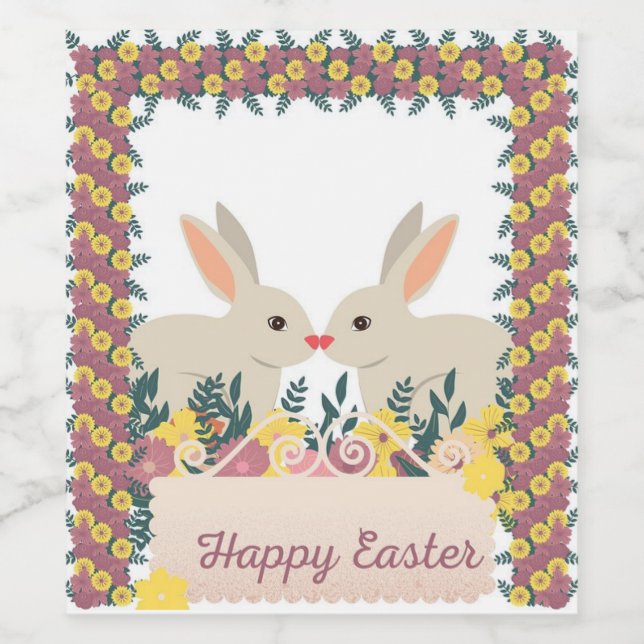 Perfect, Cool Happy Easter,  Bunny Wine Label (Single Label)