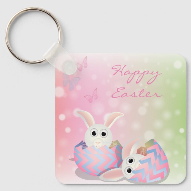 Perfect, Cool Happy Easter, Happy Bunny   Key Ring (Front)